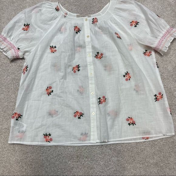 ***SOLD***LOFT Women's White Pink Floral Short Sleeve blouse - Picture 5 of 11